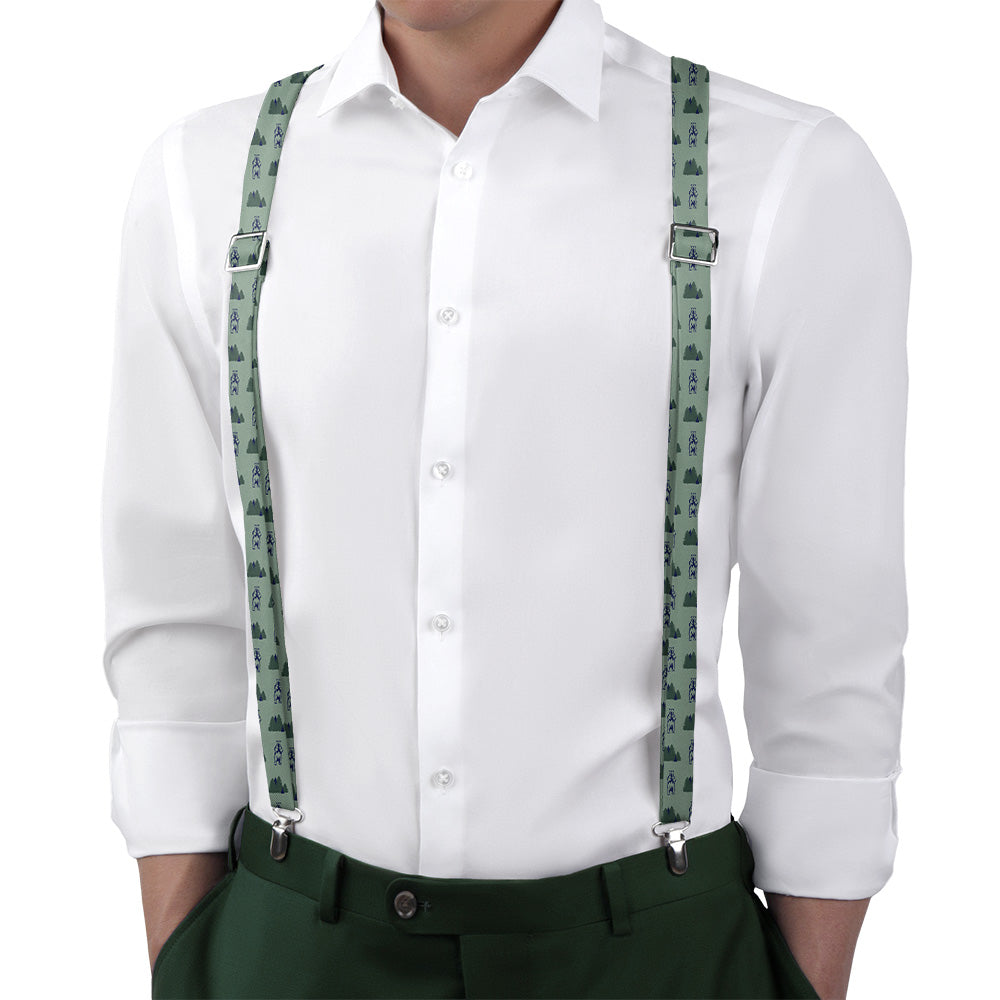 Bear in the Woods Suspenders - On Model Back View - Knotty Tie Co.