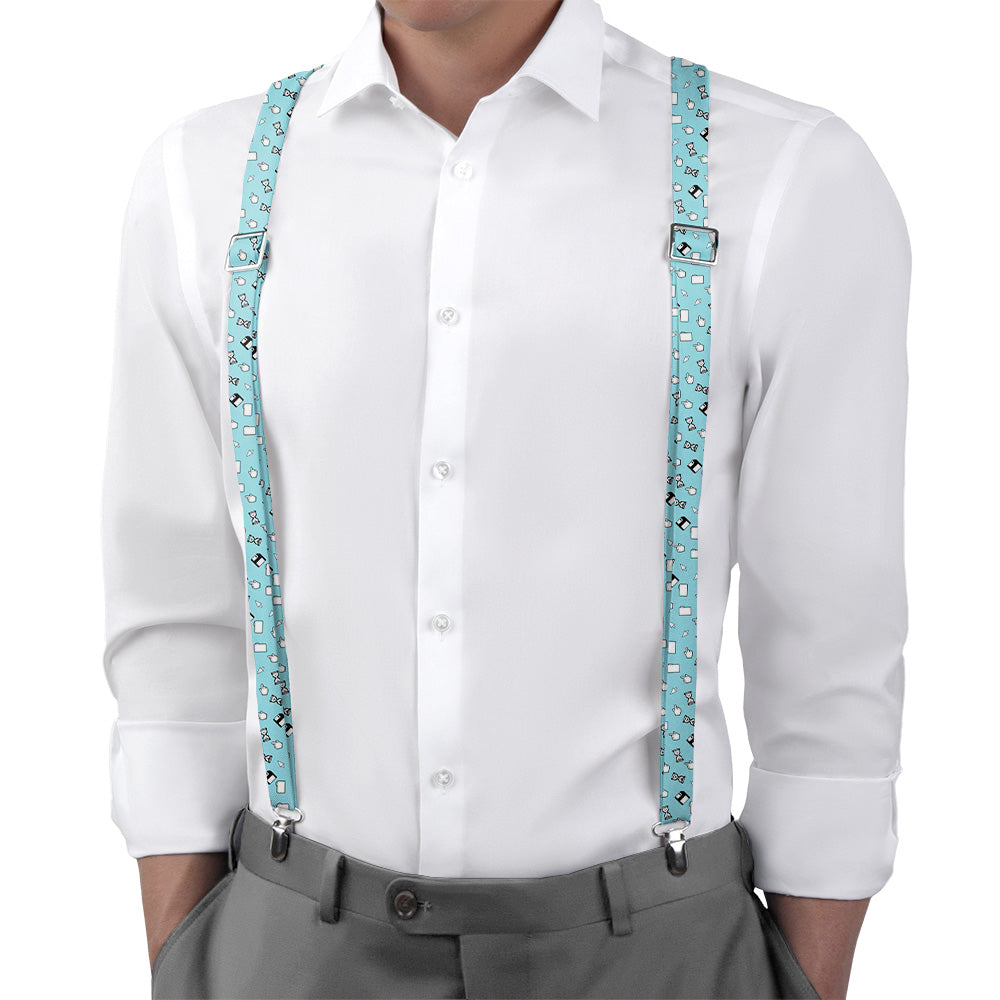 Computer Blues Suspenders - On Model Back View - Knotty Tie Co.