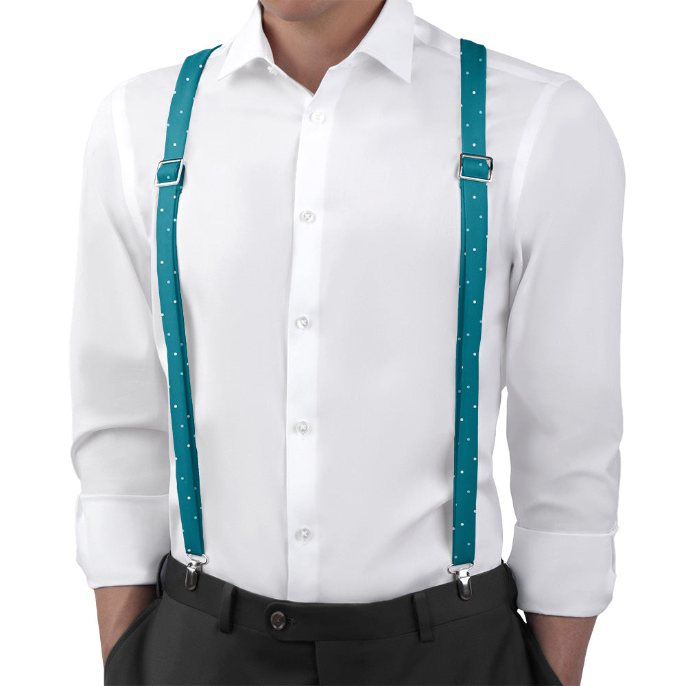Three Color Denver Dots Suspenders - On Model Back View - Knotty Tie Co.